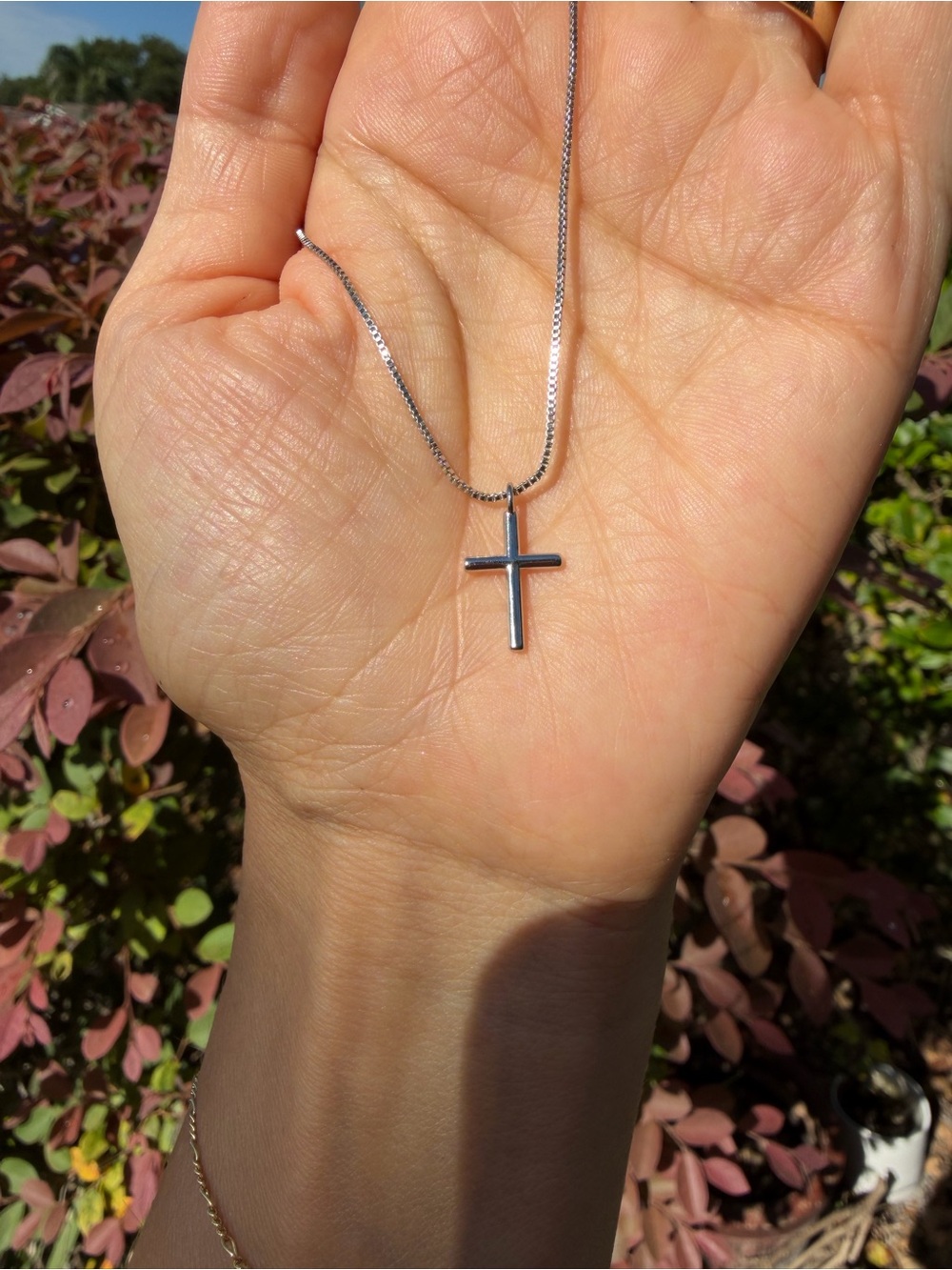 Delicate Sterling Silver Cross Pendant Necklace - Silver